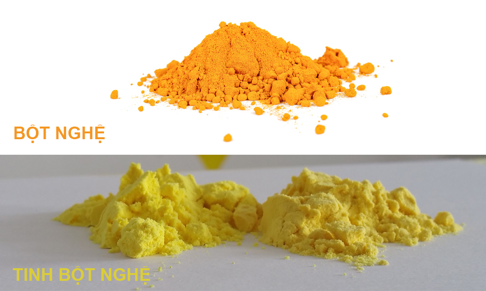 M&agrave;u sắc của Tinh bột nghệ nguy&ecirc;n chất v&agrave; bột nghệ c&oacute; pha trộn