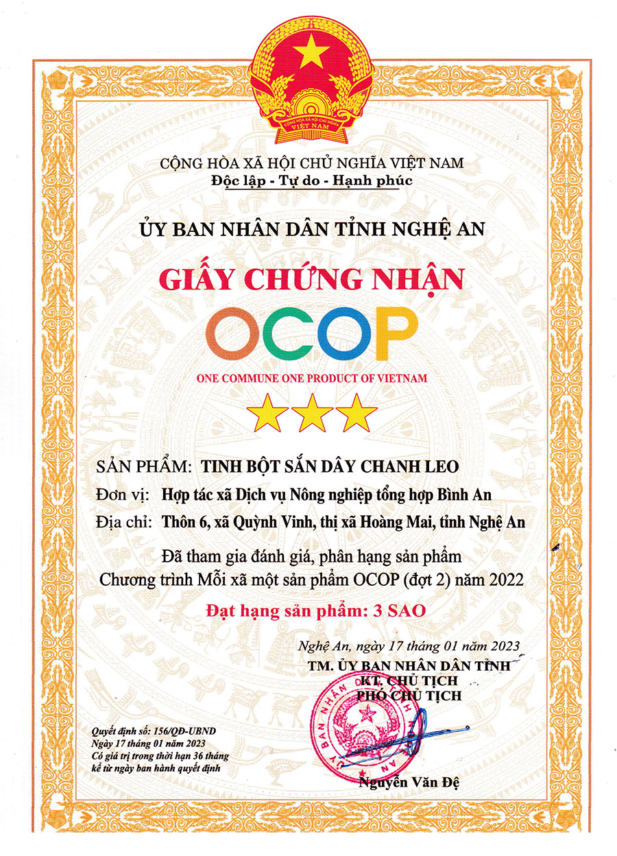 Tinh bột nghệ sắn d&acirc;y chanh leo